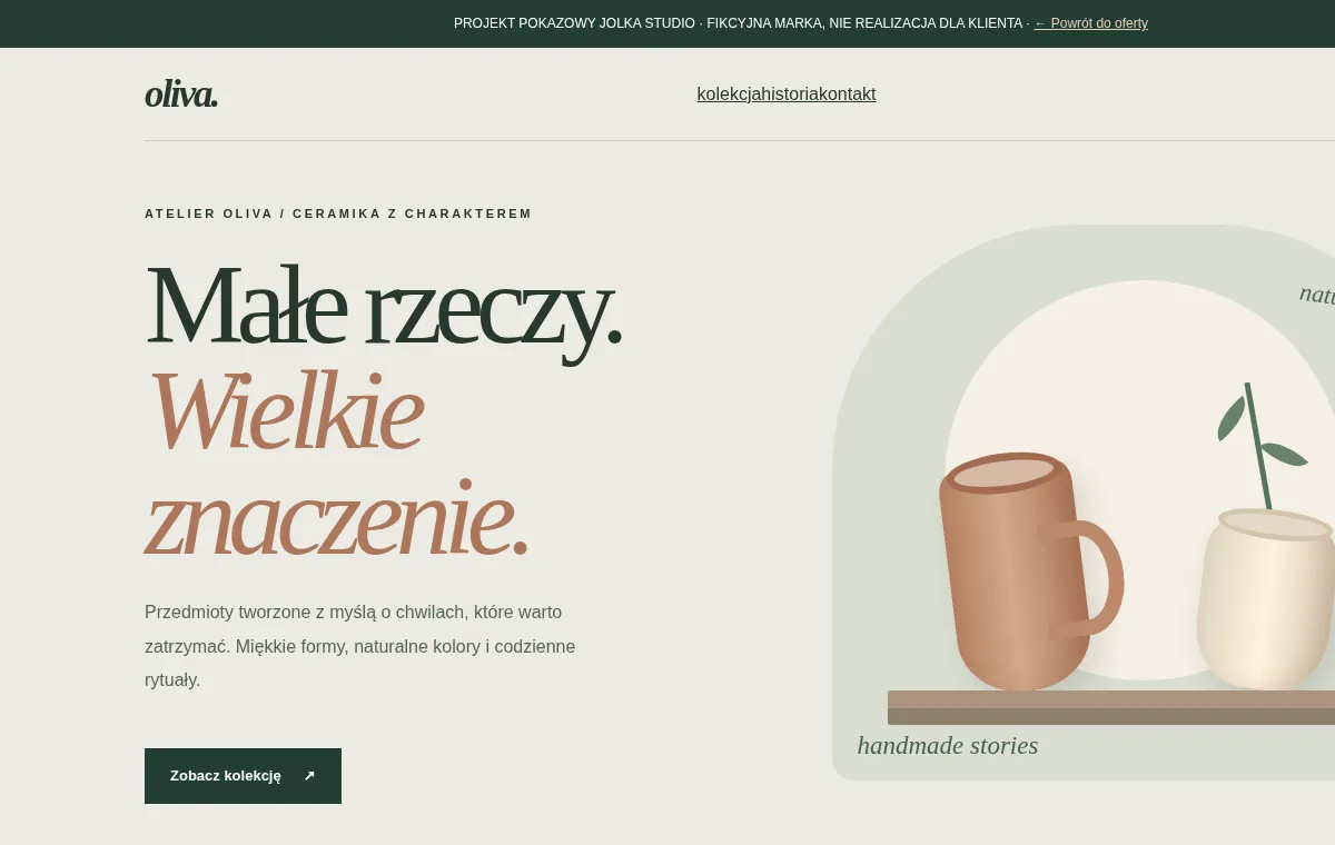 Podgląd działającej strony pokazowej OLIVA
