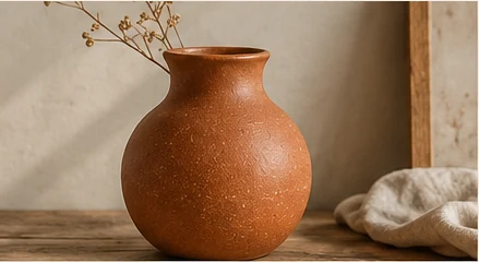 Ceglany wazon ceramiczny ze smukłą suszoną gałązką